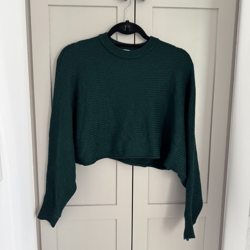 Aritzia Wilfred Emerald Green Knit Crop Sweater - XS